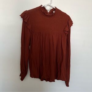 Knox Rose burnt orange long sleeved blouse